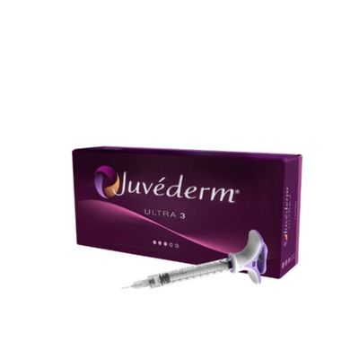 Injektionsgel Juvederm Dermal Filler auf dem Gesicht Speicher bei Raumtemperatur