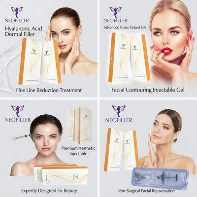 Steril 1 ml Spritze Hyaluronsäure Hautfüllmittel Biokompatibles Kreuzverknüpftes Injektionsgel 24 Monate Haltbarkeit Gesichtskontur