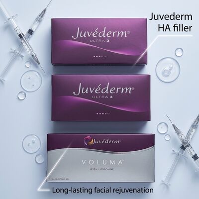 Gelformulierung Juvederm Dermal Filler 2 mal 1 ml Volumen hypodermische Injektionstiefe geeignet für medizinische kosmetische Anwendungen