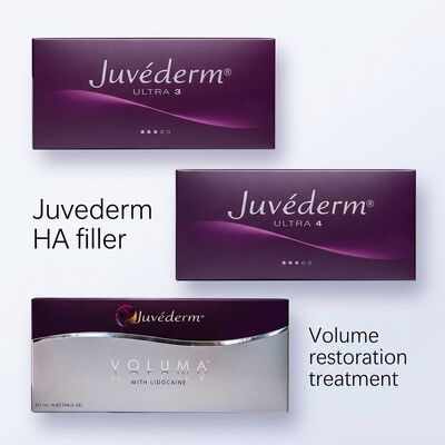 Gelformulierung Juvederm Dermal Filler 2 mal 1 ml Volumen hypodermische Injektionstiefe geeignet für medizinische kosmetische Anwendungen