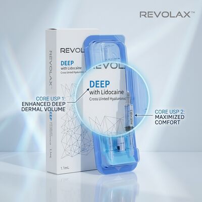 Revolax Deep Schläfenfüller Monophasische Hyaluronsäure dermale Füllung 1,1 ml zur Wiederherstellung von Schläfenvertiefungen