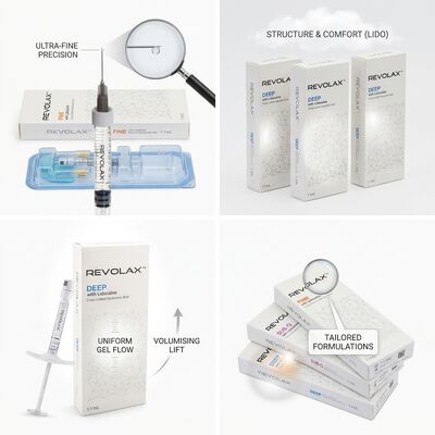 Revolax Deep Nasolabialfalten-Filler Monophasisch vernetzte Hyaluronsäure dermale Füllsubstanz 1,1 ml 24 mg/ml